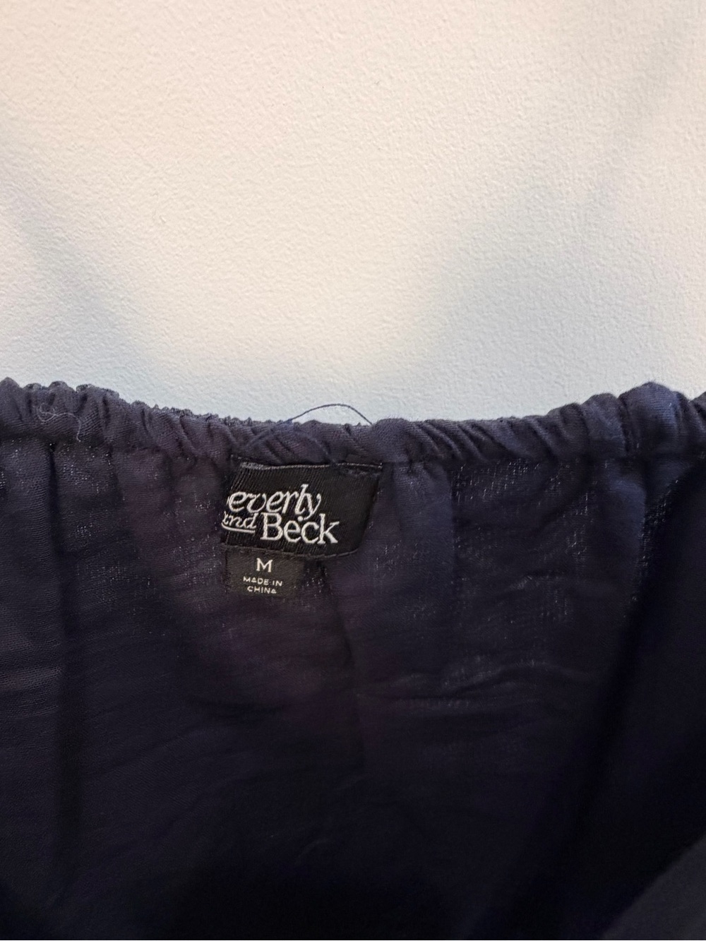 Everly Navy Blue Elastic Waist Blouse - Picture 2 of 2